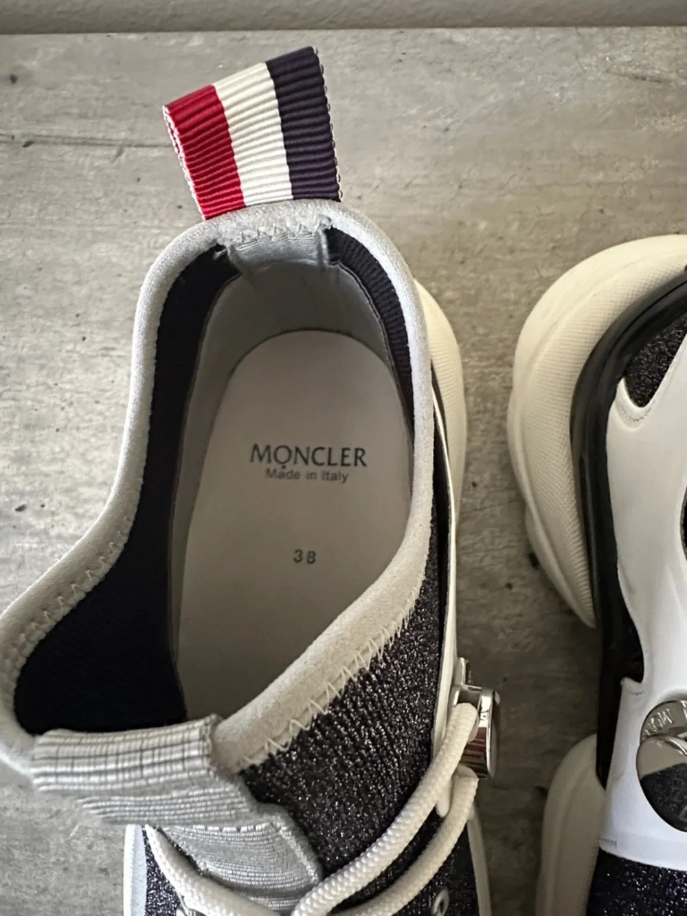 Moncler Black, Silver & White Thelma Sneakers Trainers Size 38 - Picture 8 of 10